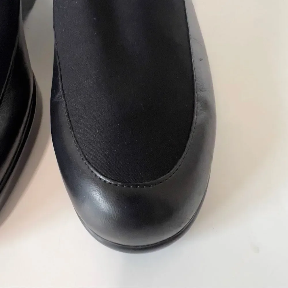 Munro Kayla Womens Black Slip On Wedge Heels Shoes‎ Leather Micro Fiber Size 8N